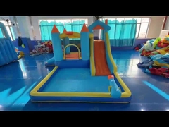 Polyester Oxford Inflatable Blue and Orange Water Slide For Children Fun Park