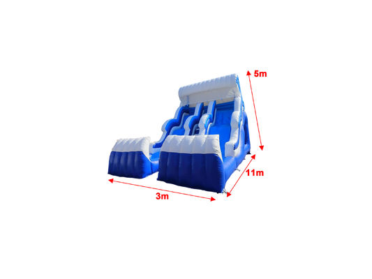 Waves Water Two Inflatable Slides White And Blue With Two Pool
