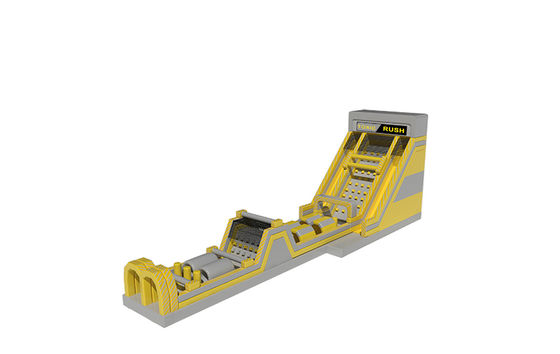 Yellow Large Toxic Rush Inflatable Obstacle Course With Challenge