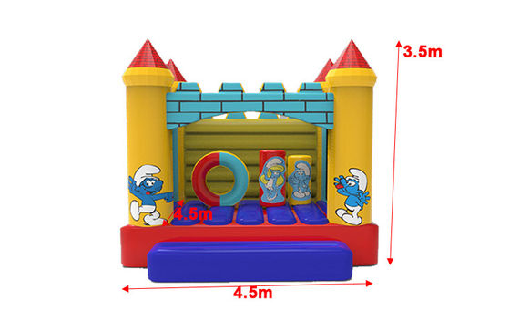 Commercial Grade Small Size Inflatable Smurfs Jumping Bounce House