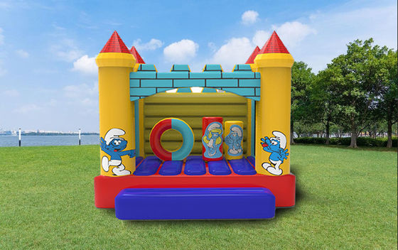 Commercial Grade Small Size Inflatable Smurfs Jumping Bounce House