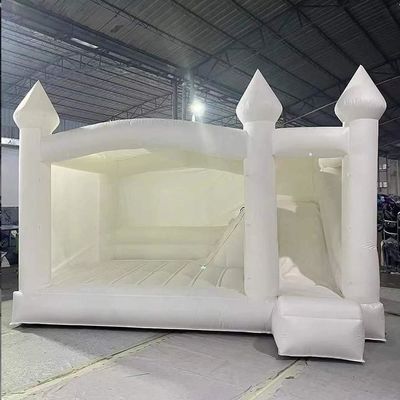 Pure White Wedding Bounce House With Slide Kids Jumping Castle