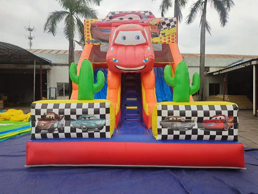 Racing Car Theme Dry Inflatable Slides Customized 8x5x6m