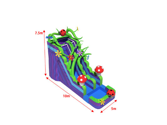 Marble Wall Mushroom Kingdom Inflatable Water Slides With Pool