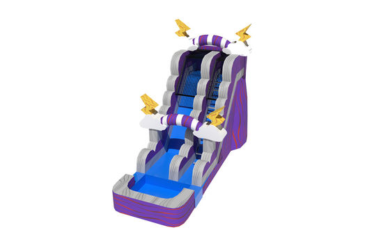 Inflatable Purple Thunder Water Slide With Pool Outdoor Playground