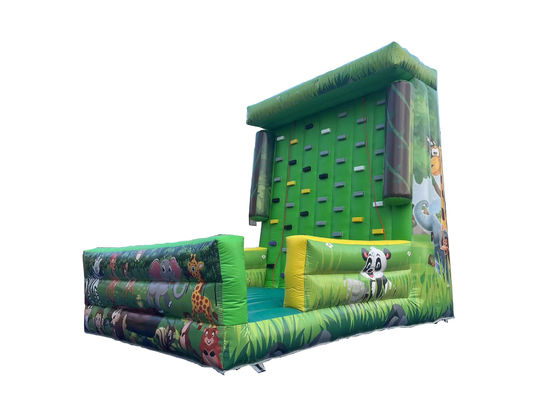 Zoo Animal Theme Sports Climbing Wall Games Green Inflatable