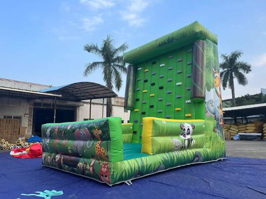 Zoo Animal Theme Sports Climbing Wall Games Green Inflatable