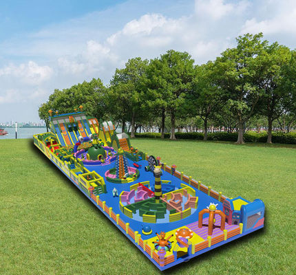 Inflatable Large Theme Park With Maze Obstacles Big Slides Ball Pool