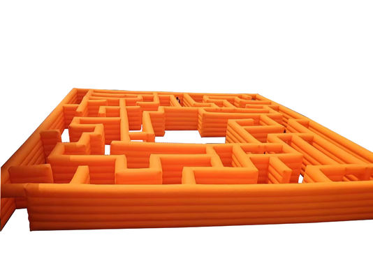 Orange 100SQM Outdoor Park Playground Inflatable Maze For Rental Sale