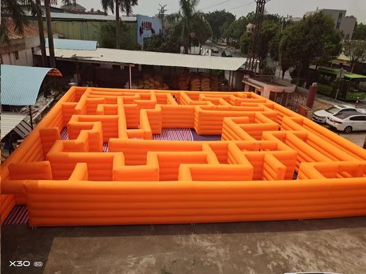 Orange 100SQM Outdoor Park Playground Inflatable Maze For Rental Sale