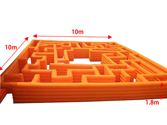 Orange 100SQM Outdoor Park Playground Inflatable Maze For Rental Sale