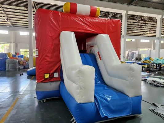 Red And Blue Inflatable Car Bounce House Fire Truck Jumping Castle