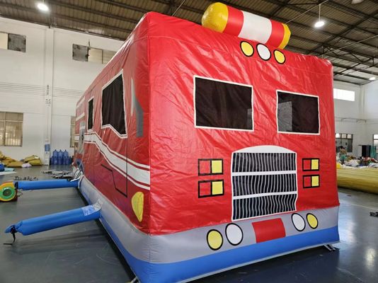 Red And Blue Inflatable Car Bounce House Fire Truck Jumping Castle