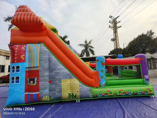 Fun Park Dry Inflatable Bouncy Slides With Candy Shop Theme