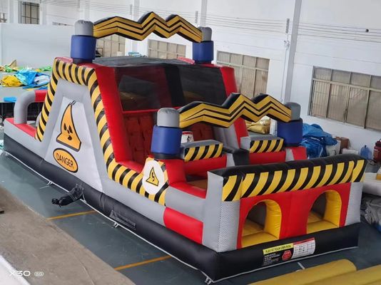 Danger Obstacles Inflatable Bounce House Castles With Two Slides