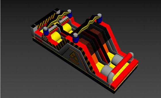 Danger Obstacles Inflatable Bounce House Castles With Two Slides