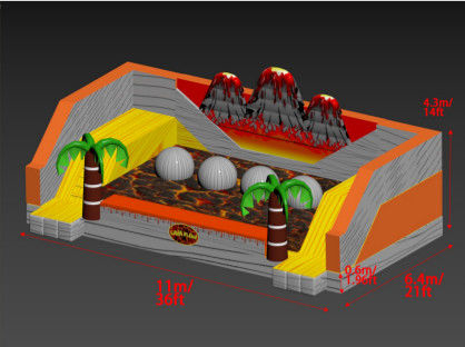 Danger Volcano Challenge Outdoor Inflatable Games With Palm Trees