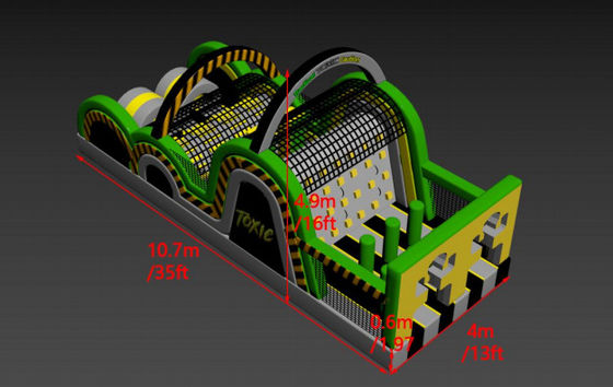 Outdoor Park Playground Inflatable Obstacles Toxic With Slide