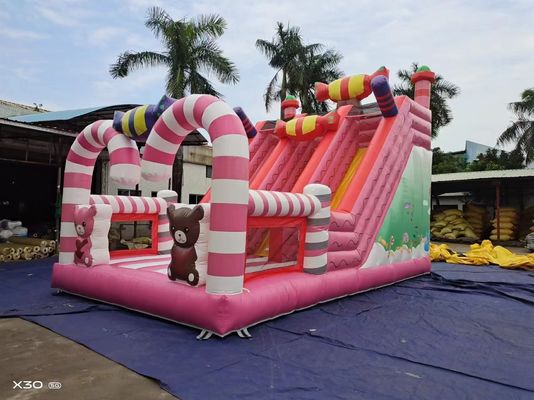 Candy World Pink Style Inflatable Slides For Rental Event Party