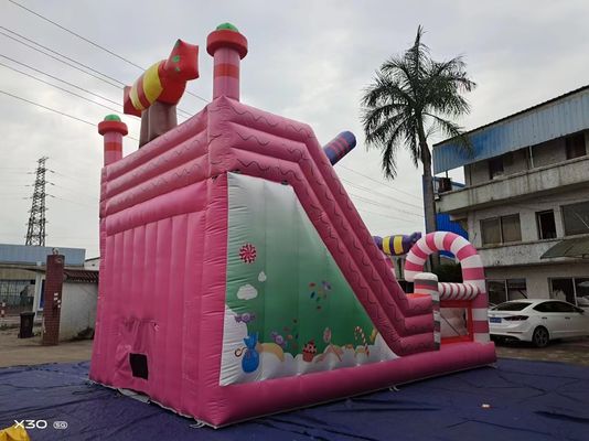 Candy World Pink Style Inflatable Slides For Rental Event Party