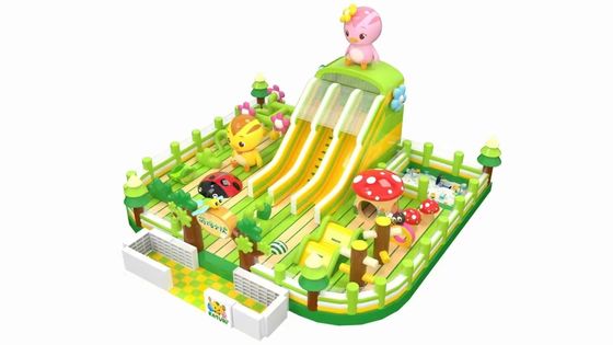 Farm Theme With Mushroom And Ladybug Inflatable Bouncy Slide Castle