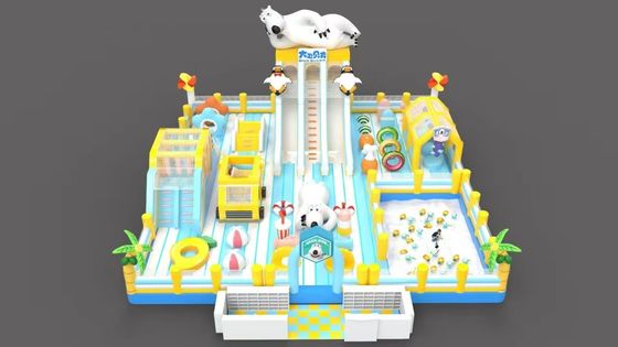 Large Commercial Inflatable With Slides Bouncy Obstacles Sand Pool