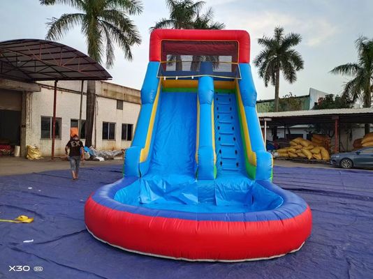 Summer Blue Orange Inflatable Water Slides With Pool