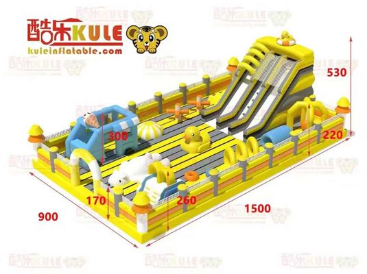 Yellow Duck With Big Slides And Bouncy Jumping Inflatable Castle