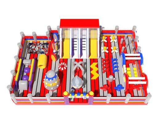 Ultraman Theme Park Inflatable Jumping Castle With Slides Obstacles