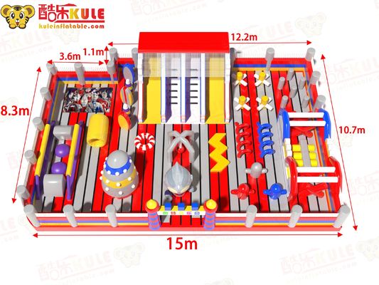 Ultraman Theme Park Inflatable Jumping Castle With Slides Obstacles