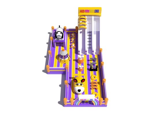 Animals Theme Park Playground Inflatable Jumping Castle With Two Slides