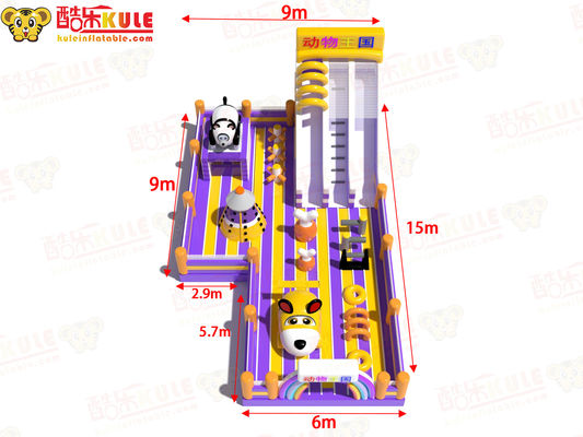 Animals Theme Park Playground Inflatable Jumping Castle With Two Slides