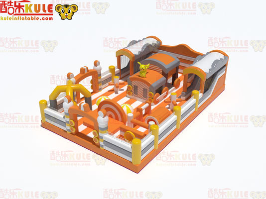 Inflatable Orange Yellow Style Jumping Castle With Slides Games