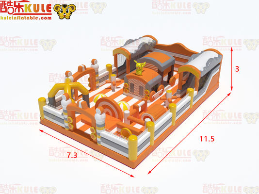 Inflatable Orange Yellow Style Jumping Castle With Slides Games