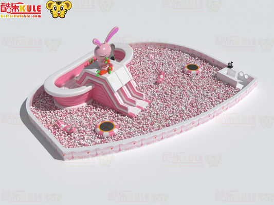 Bathtub Inflatable Slides Pink And White for Big Balls Pool