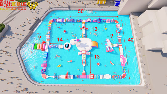 Rainbow Inflatable Water Obstacles Airtight Commercial for Park