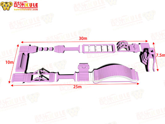 Sport Parks Inflatable Water Obstacles Pink 10m With Fun Challange