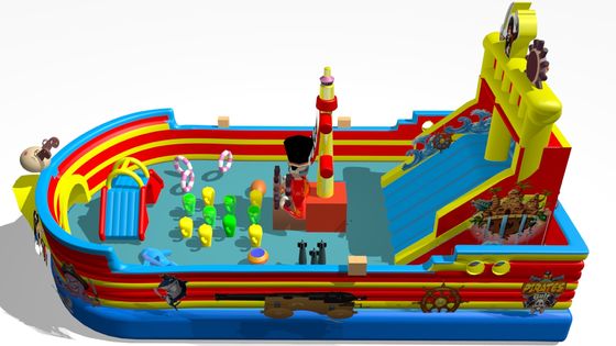 Pirate Ship Big Inflatable Slide Bouncer Blue Red Yellow color