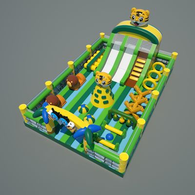 Tiger Castle Inflatable Bounce House Playground (Green & Yellow )