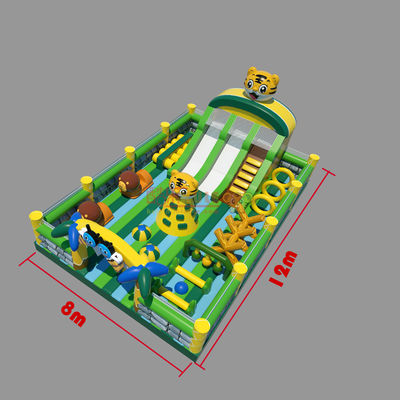 Tiger Castle Inflatable Bounce House Playground (Green & Yellow )