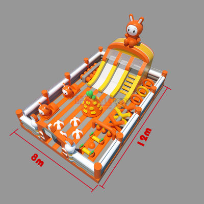 Inflatable Rabit Castle With Obstacles Park (Orange & White ）