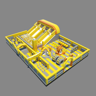 Inflatable Big Slides With Obstacle Jumping Castle (Yellow & White )