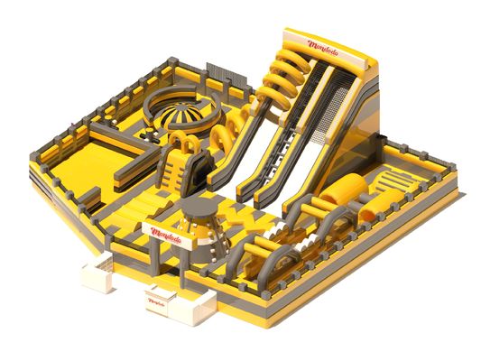 Indoor Playground Inflatable Castles Yellow Grey With Slides