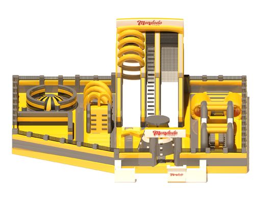 Indoor Playground Inflatable Castles Yellow Grey With Slides