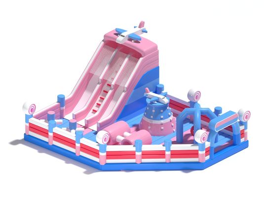 Kids Inflatable Small Bouncy Castle Pink Blue With Slides