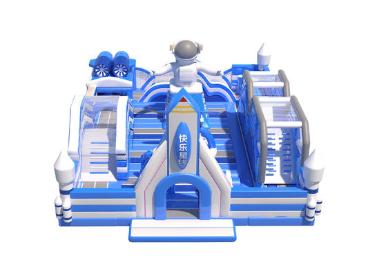 PVC Tarpaulin Playground Inflatable Bounce House Blue White for Children