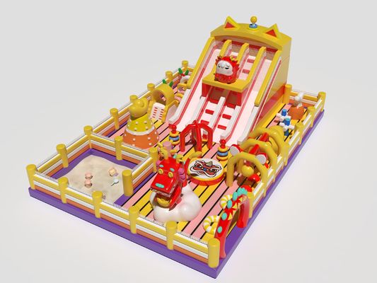 China Dragon Lion Inflatable Bouncy Castle With Slides And Sand Pool