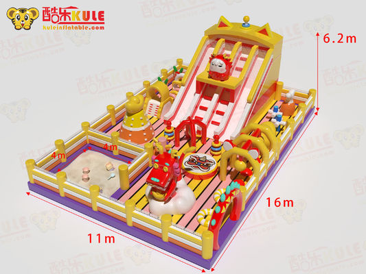 China Dragon Lion Inflatable Bouncy Castle With Slides And Sand Pool