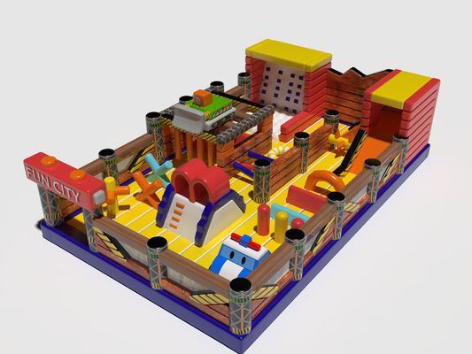 Fun City Inflatable Indoor Playground 11*7*3m With Wall Cimbing Slides