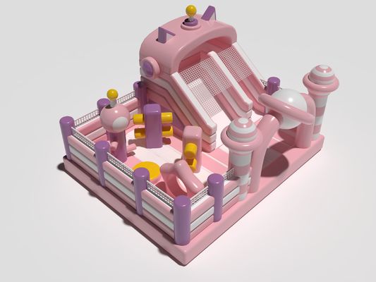 Small inflatable Commercial Bouncy Castle Indoor Playground Pink & White